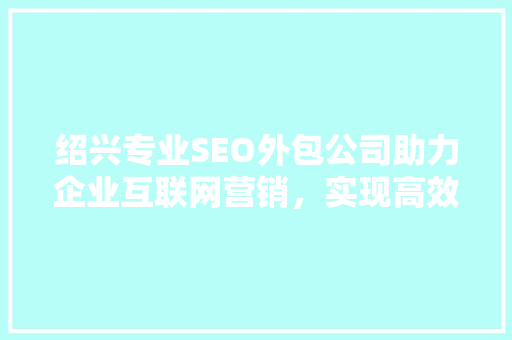 绍兴专业SEO外包公司助力企业互联网营销，实现高效转化