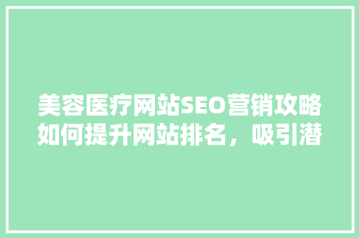 美容医疗网站SEO营销攻略如何提升网站排名，吸引潜在客户