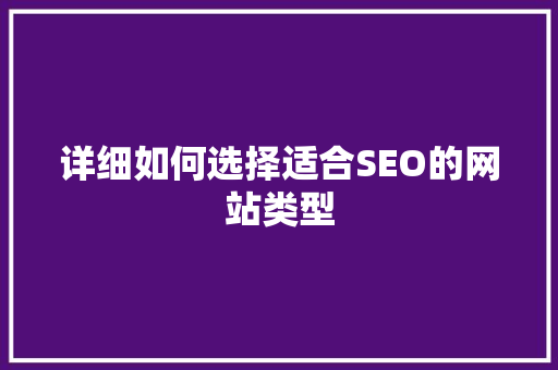 详细如何选择适合SEO的网站类型