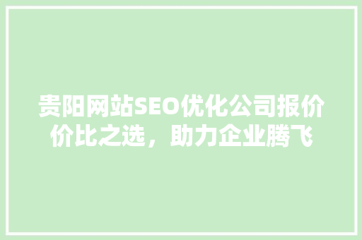 贵阳网站SEO优化公司报价价比之选，助力企业腾飞