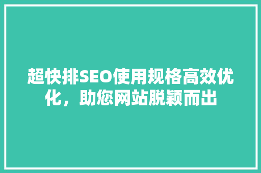 超快排SEO使用规格高效优化，助您网站脱颖而出