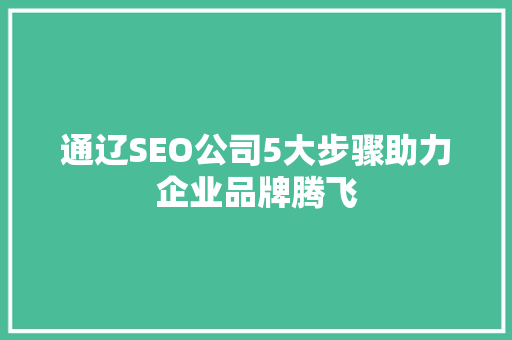 通辽SEO公司5大步骤助力企业品牌腾飞