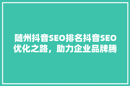 随州抖音SEO排名抖音SEO优化之路，助力企业品牌腾飞