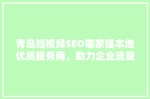 青岛短视频SEO哪家强本地优质服务商，助力企业流量翻倍