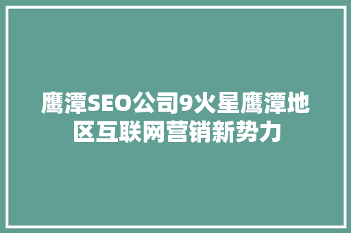 鹰潭SEO公司9火星鹰潭地区互联网营销新势力