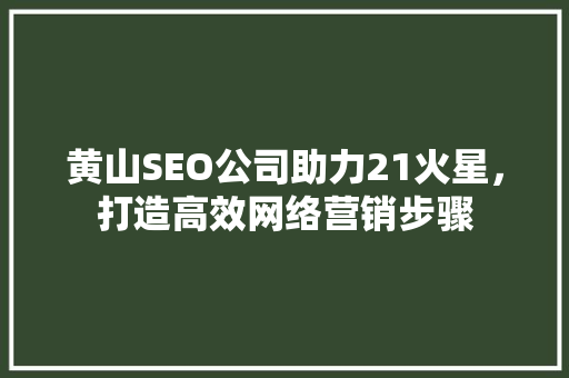 黄山SEO公司助力21火星，打造高效网络营销步骤