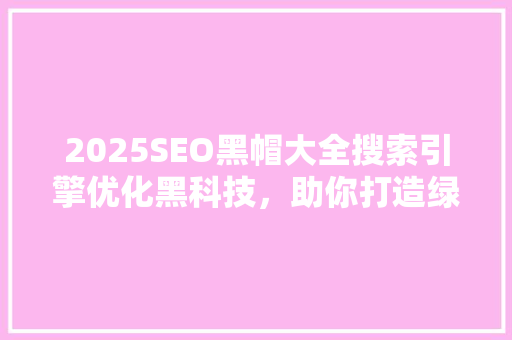 2025SEO黑帽大全搜索引擎优化黑科技，助你打造绿色网站