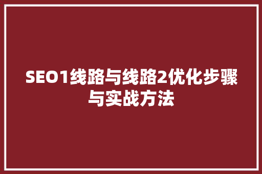 SEO1线路与线路2优化步骤与实战方法