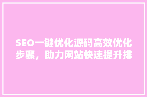 SEO一键优化源码高效优化步骤，助力网站快速提升排名