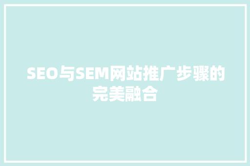 SEO与SEM网站推广步骤的完美融合