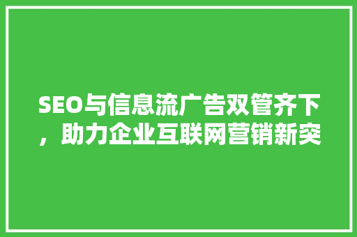SEO与信息流广告双管齐下，助力企业互联网营销新突破