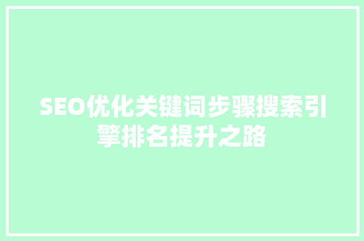 SEO优化关键词步骤搜索引擎排名提升之路