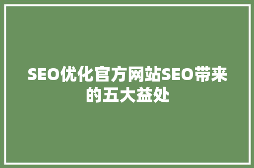 SEO优化官方网站SEO带来的五大益处