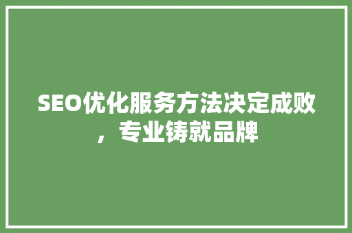 SEO优化服务方法决定成败，专业铸就品牌