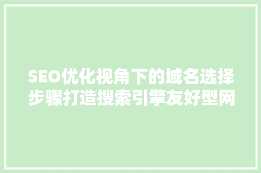 SEO优化视角下的域名选择步骤打造搜索引擎友好型网站