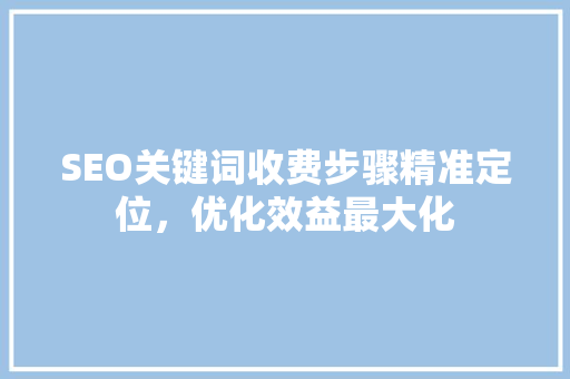 SEO关键词收费步骤精准定位，优化效益最大化
