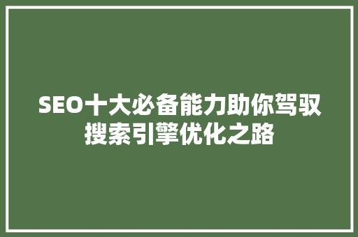 SEO十大必备能力助你驾驭搜索引擎优化之路