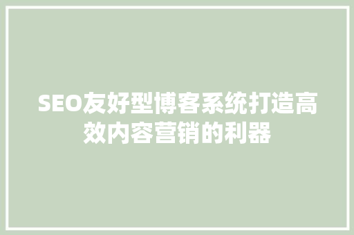 SEO友好型博客系统打造高效内容营销的利器