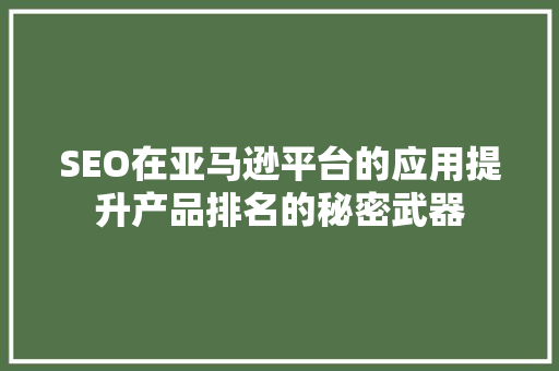 SEO在亚马逊平台的应用提升产品排名的秘密武器