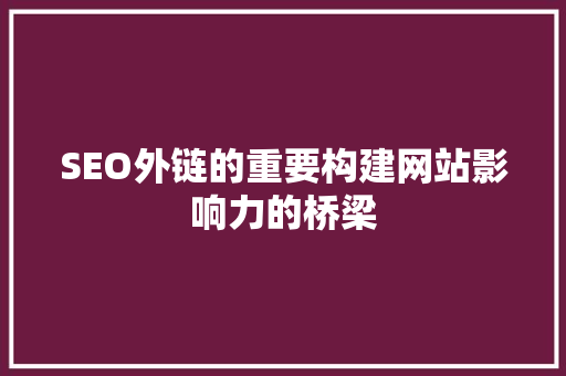 SEO外链的重要构建网站影响力的桥梁