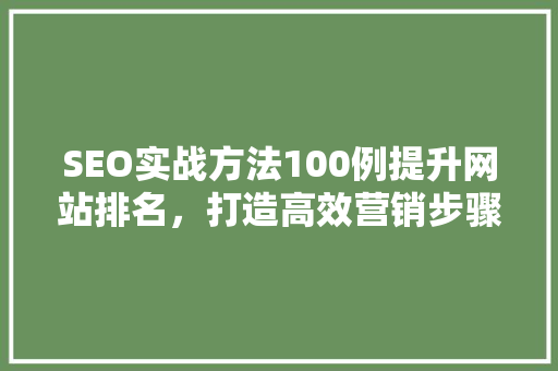 SEO实战方法100例提升网站排名，打造高效营销步骤