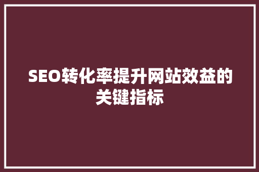SEO转化率提升网站效益的关键指标