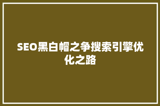 SEO黑白帽之争搜索引擎优化之路