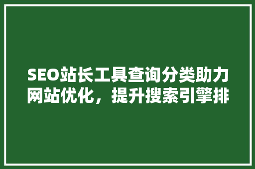 SEO站长工具查询分类助力网站优化，提升搜索引擎排名