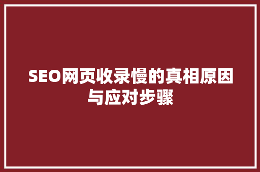 SEO网页收录慢的真相原因与应对步骤
