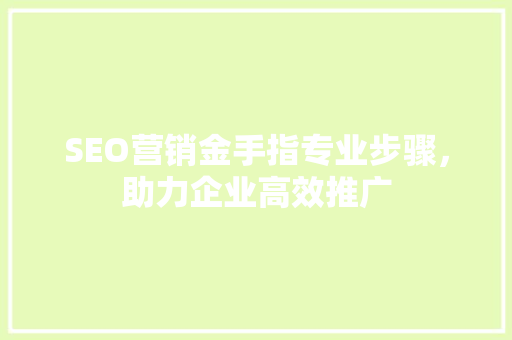SEO营销金手指专业步骤，助力企业高效推广