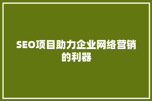 SEO项目助力企业网络营销的利器