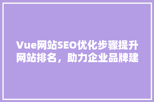 Vue网站SEO优化步骤提升网站排名，助力企业品牌建设