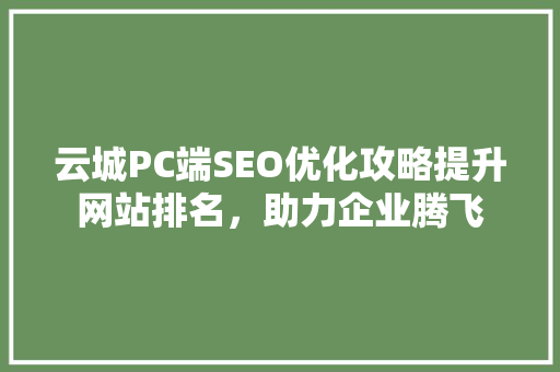 云城PC端SEO优化攻略提升网站排名，助力企业腾飞