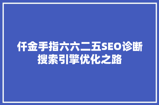 仟金手指六六二五SEO诊断搜索引擎优化之路