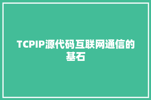 TCPIP源代码互联网通信的基石