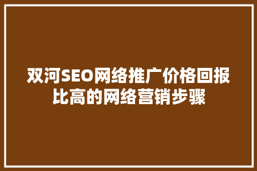 双河SEO网络推广价格回报比高的网络营销步骤