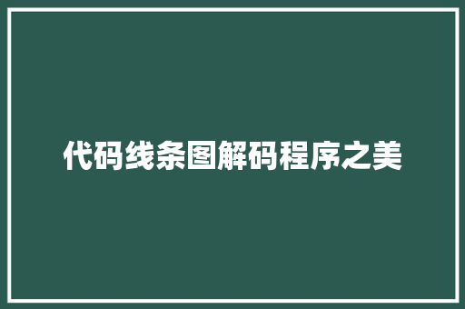代码线条图解码程序之美