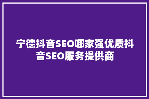 宁德抖音SEO哪家强优质抖音SEO服务提供商