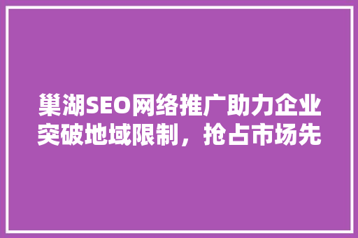 巢湖SEO网络推广助力企业突破地域限制，抢占市场先机