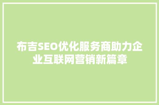 布吉SEO优化服务商助力企业互联网营销新篇章