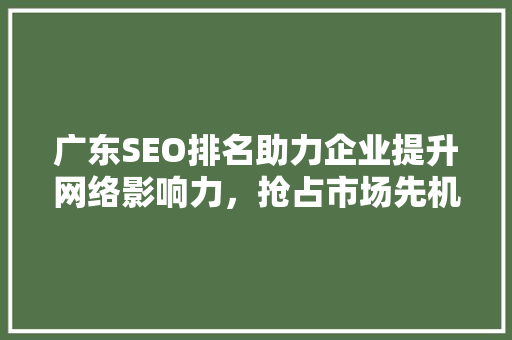 广东SEO排名助力企业提升网络影响力，抢占市场先机