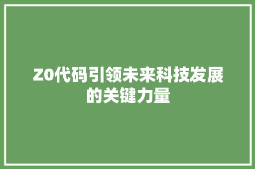 Z0代码引领未来科技发展的关键力量  第1张