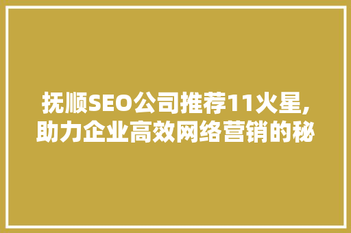 抚顺SEO公司推荐11火星,助力企业高效网络营销的秘密武器