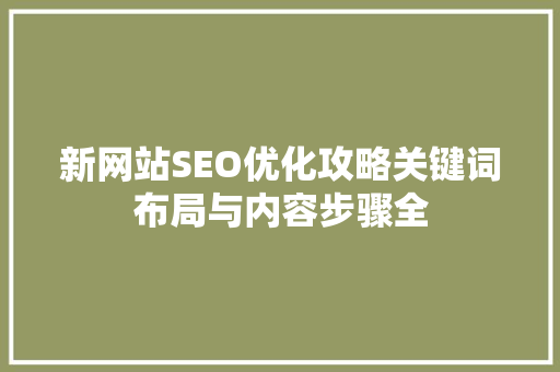 新网站SEO优化攻略关键词布局与内容步骤全