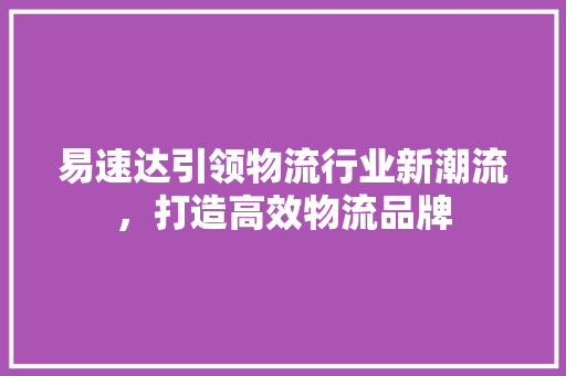易速达引领物流行业新潮流，打造高效物流品牌