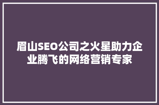 眉山SEO公司之火星助力企业腾飞的网络营销专家