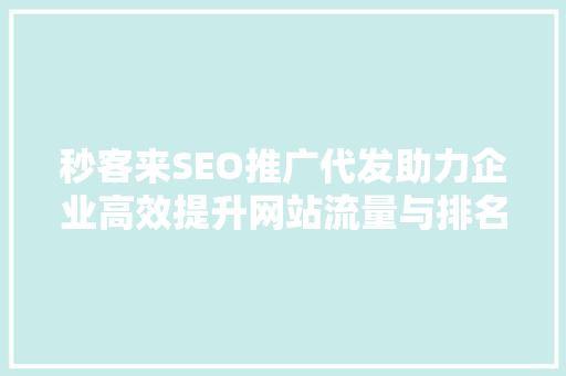 秒客来SEO推广代发助力企业高效提升网站流量与排名
