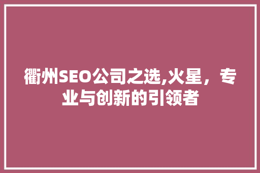 衢州SEO公司之选,火星，专业与创新的引领者
