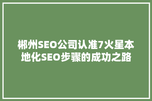 郴州SEO公司认准7火星本地化SEO步骤的成功之路