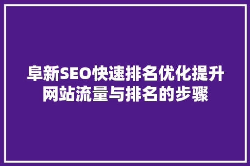 阜新SEO快速排名优化提升网站流量与排名的步骤  第1张